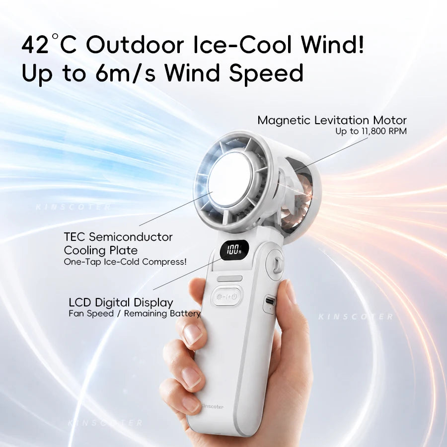Portable High Speed Cooling Handheld Fan 3600Mah Rechargeable 100 Wind Speeds Adjustable Mini Foldable Air Cooling Turbo Fan