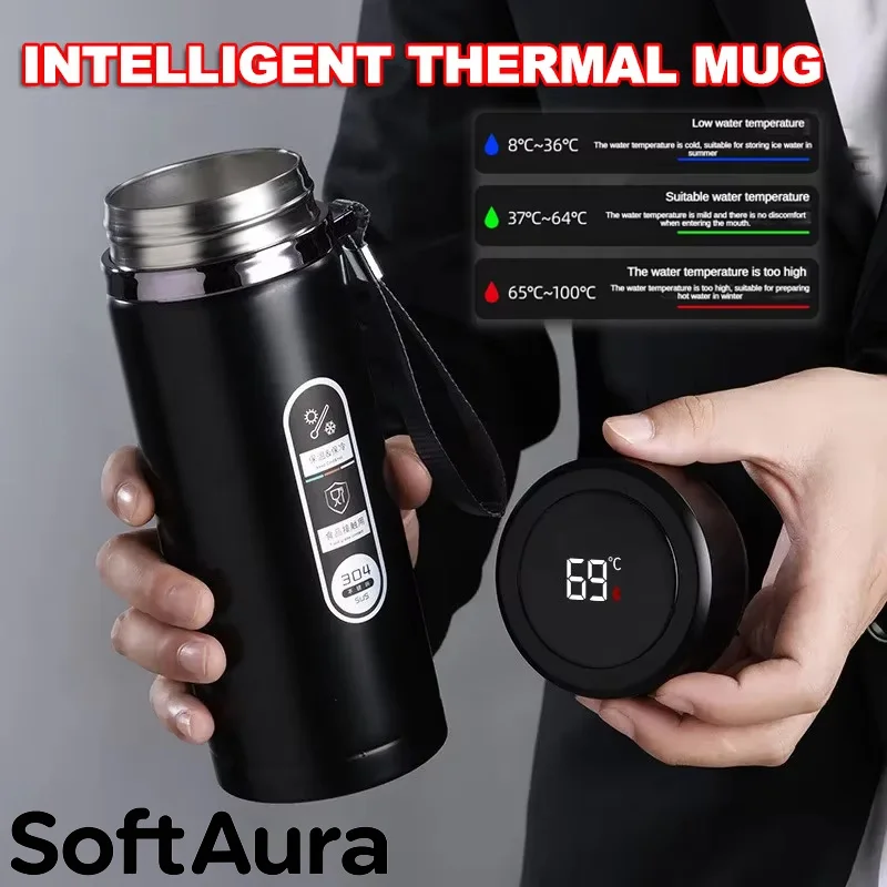 Stainless Steel Thermos Bottle LED Temperature Display 500ML- 1L Sus304 Vacuum Flask Portable Cup 2026 New
