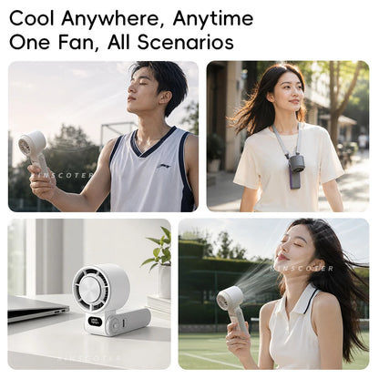 Portable High Speed Cooling Handheld Fan 3600Mah Rechargeable 100 Wind Speeds Adjustable Mini Foldable Air Cooling Turbo Fan