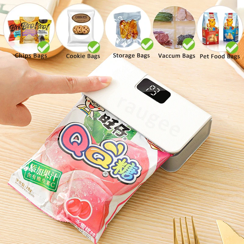 Plastic Bags Sealer Mini Heat Bag Sealing Machine 2 in 1 Heat Bag Sealer Food Packaging Sealing Machine Portable Bags Sealer
