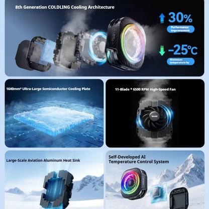 Redmagic Cooler 6 Pro Radiator Magnetic Phone Cooler 8 Pro Cooling AI Temperature Control for Iphone Huawei Tablet Mobile