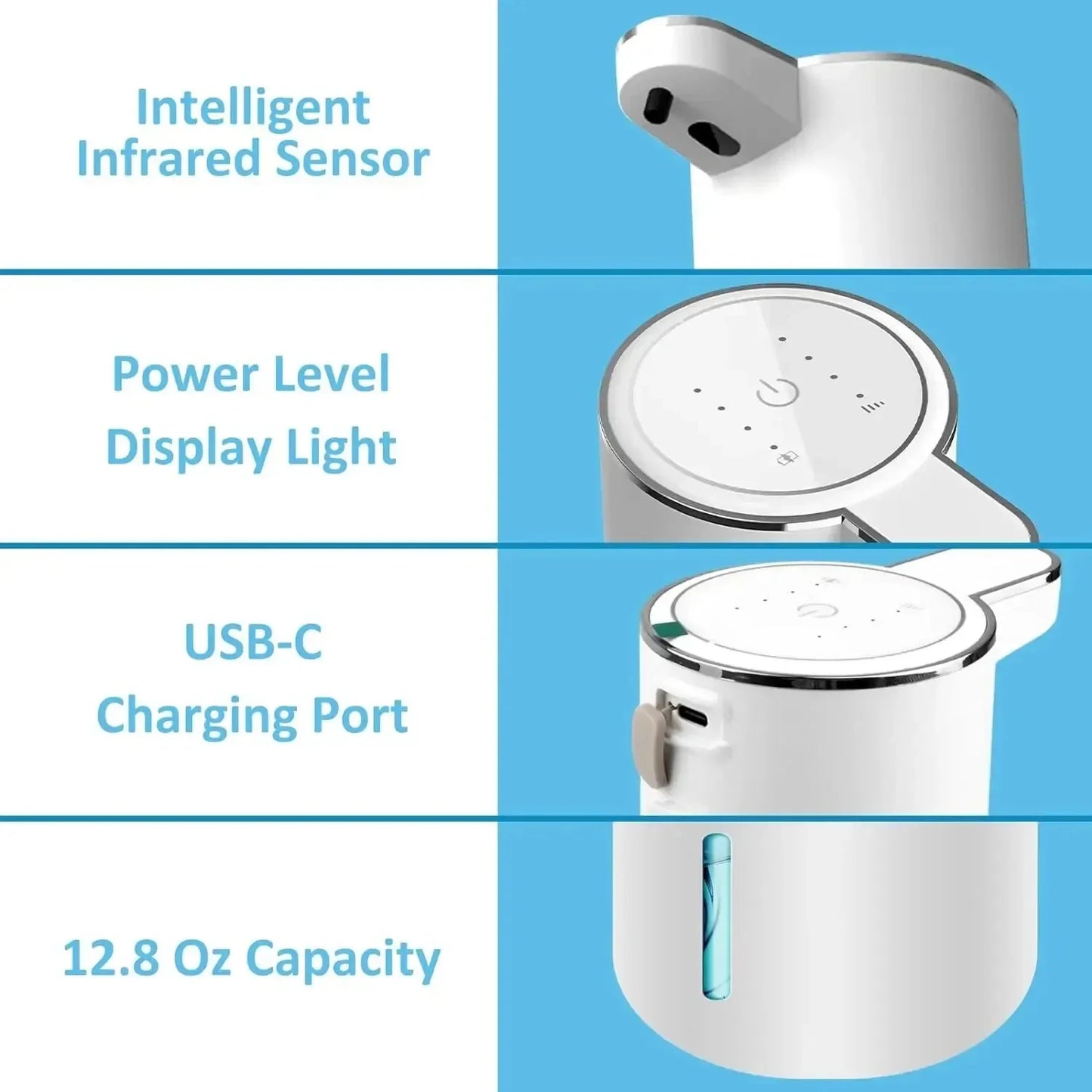 Automatic Soap Dispenser Touchless Foaming Gle Soap Dispenser 380Ml USB Rechargeable Electric 4 Level Ecological Porduct