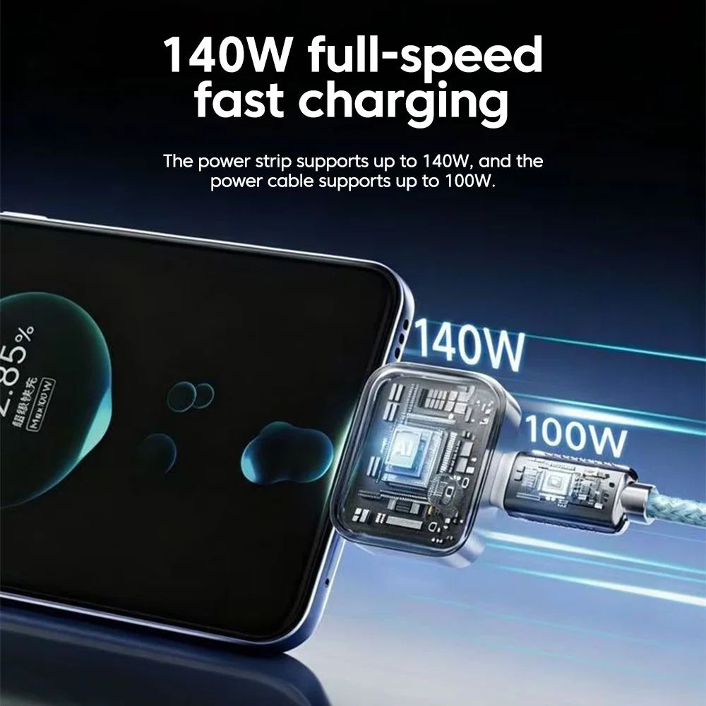 Mini 140W PD Fast Charger Splitter Auto Power-Off Protection Type-C Fast Charging Connector for Iphone 17 Samsung