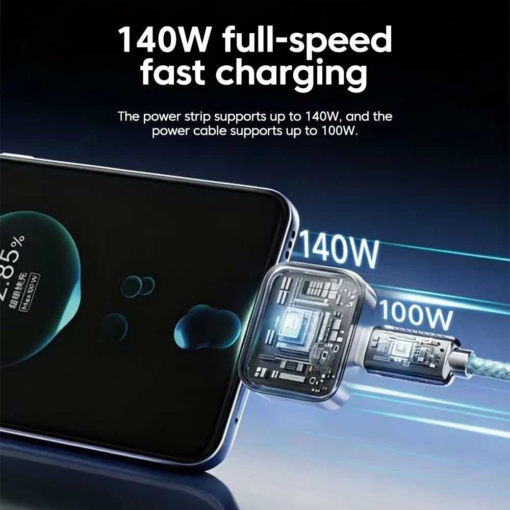 Mini 140W PD Fast Charger Splitter Auto Power-Off Protection Type-C Fast Charging Connector for Iphone 17 Samsung