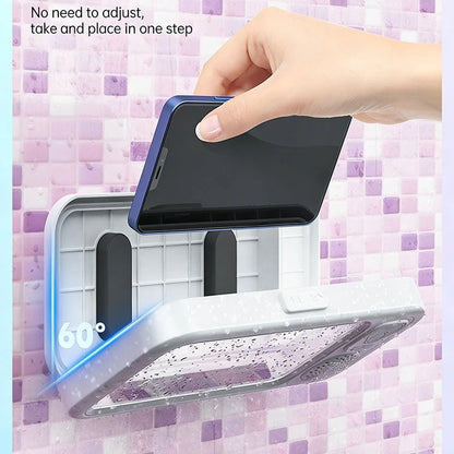 Bathroom Waterproof Bluetooth Speaker Mobile Phone Case Anti-Fog Touch Screen 360 Rotation for Shower Kitchen Swim Universal