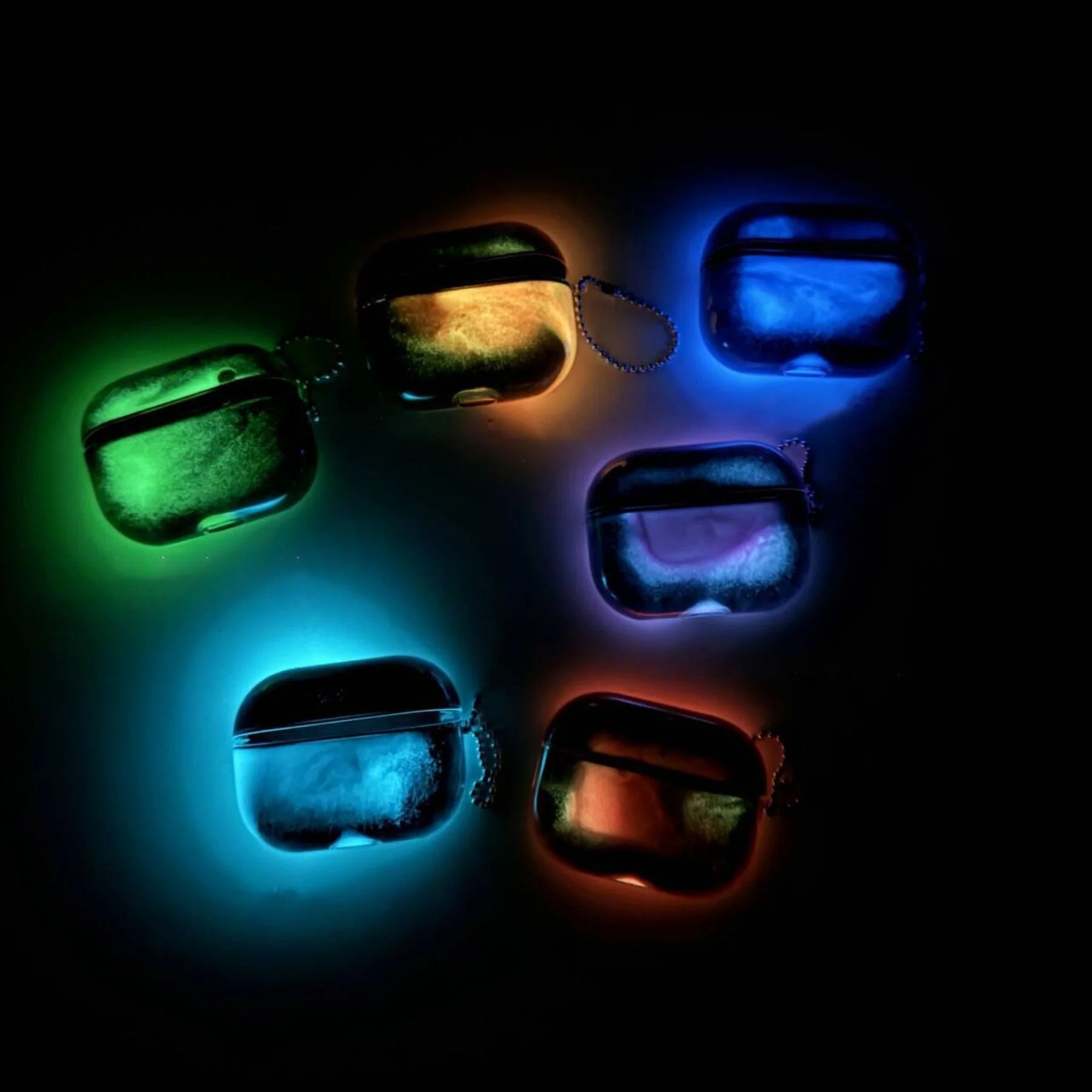 New Creative Noctilucous Luminous Quicksand Earphone Case with Anti-Lost Chain for Airpods 4 Airpods 3 Pro 2 Airpods 3 2 Cover