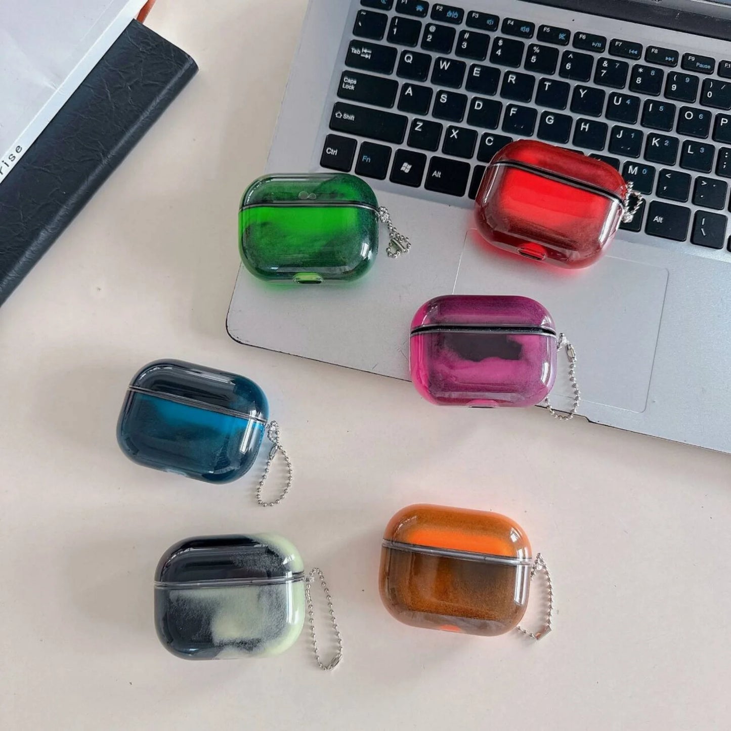 New Creative Noctilucous Luminous Quicksand Earphone Case with Anti-Lost Chain for Airpods 4 Airpods 3 Pro 2 Airpods 3 2 Cover