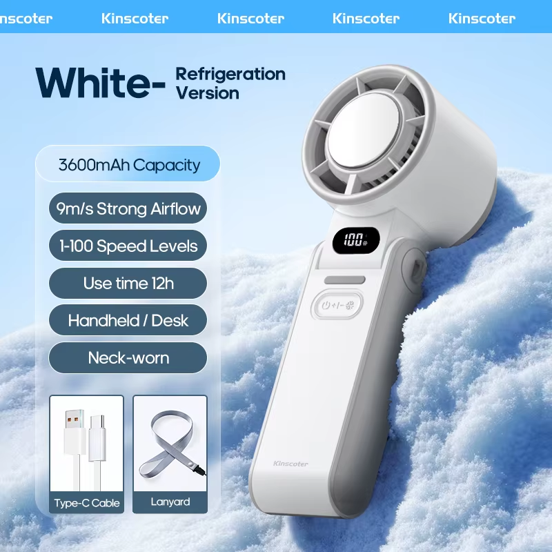 Portable High Speed Cooling Handheld Fan 3600Mah Rechargeable 100 Wind Speeds Adjustable Mini Foldable Air Cooling Turbo Fan