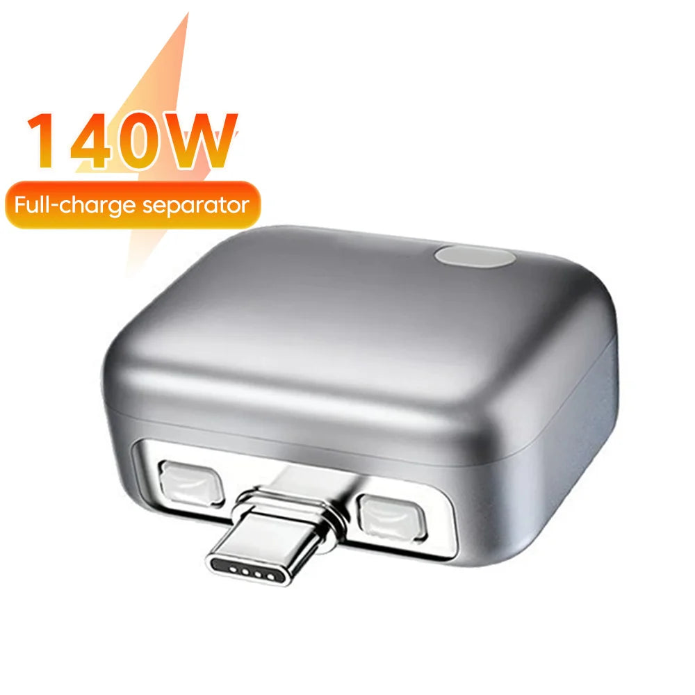 Mini 140W PD Fast Charger Splitter Auto Power-Off Protection Type-C Fast Charging Connector for Iphone 17 Samsung