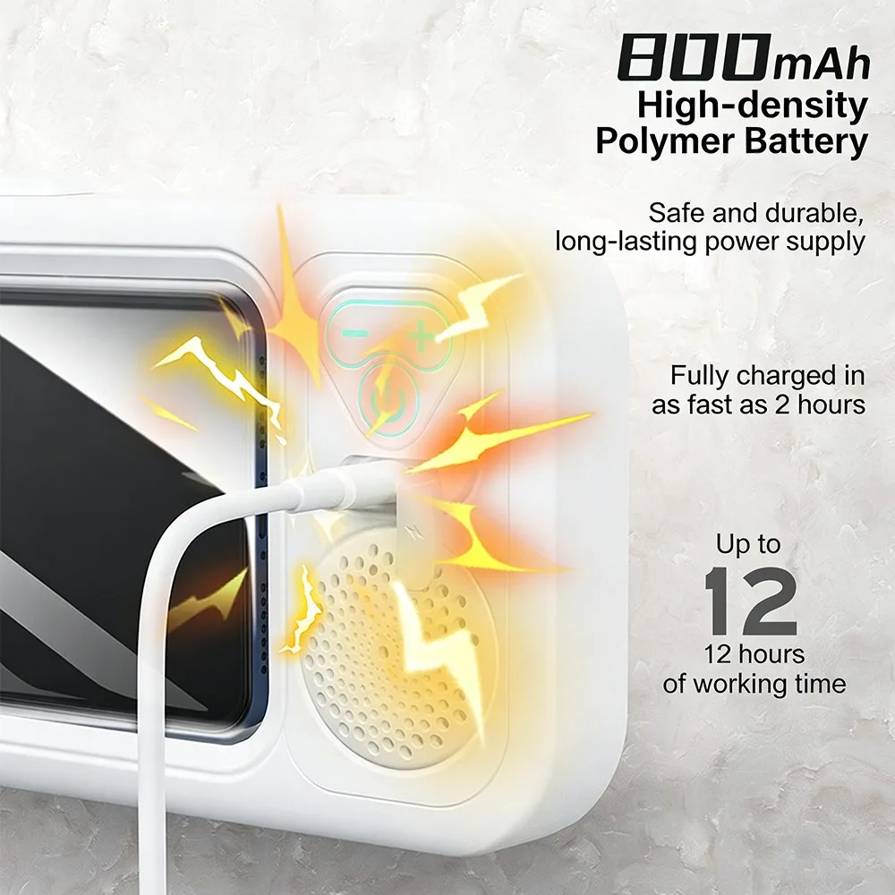 Bathroom Waterproof Bluetooth Speaker Mobile Phone Case Anti-Fog Touch Screen 360 Rotation for Shower Kitchen Swim Universal