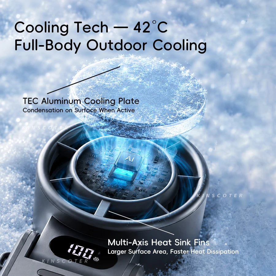 Portable High Speed Cooling Handheld Fan 3600Mah Rechargeable 100 Wind Speeds Adjustable Mini Foldable Air Cooling Turbo Fan